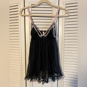 Victoria’s Secret black and pink babydoll lingerie size medium